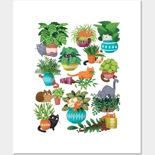 Cats and planters Posters and Art